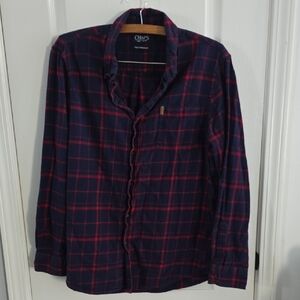 Chaps Blue and Red Plaid Casual Button Down Shirt